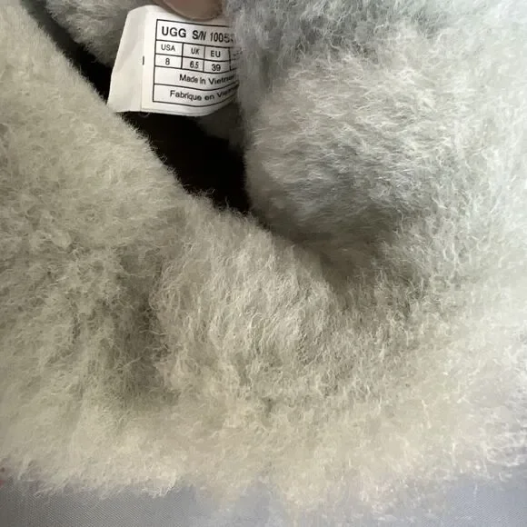 Womens Ugg Boots Sz 8 Ice Blue Bailey Bow Mini Suede Sherpa Coquette Festival - Picture 12 of 13